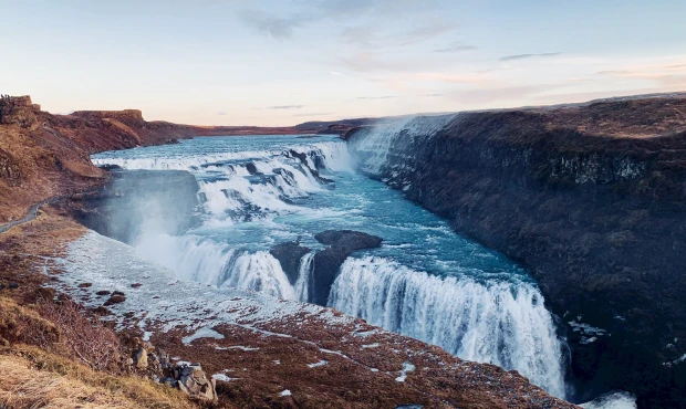 Gullfoss waterfall in the Hvítá river canyon